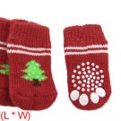 Pet Puppy Red White Antiskid Christmas Tree Decor Warm Socks