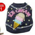 Doggy Ice Cream Pattern Stars Print Blue T-shirt Size 1