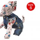 Pet Dog Adjustable Blue Denim Suspender Trousers S