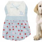 Cornflower Blue White Dots Print Bowknot Decor Bubble Dress Size 4 w Head Scarf for Pet Dog
