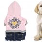Size XS Pink Blue Cotton Denim Dress Winter Clothes for Pet Dog