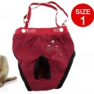 Red Pet Dog Pants with Adjustable Braces Size 1