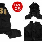 Dog Pet Black Elastic Hem Button Closure Jumpsuit Size XS