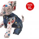 Blue Pockets Press-studs Closure Dog Jean Suspender Trousers XL