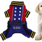 Blue Red Autumn Button Design Dog Puppy Apparel Jumpsuit Size S