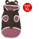 Hoody Sleeveless Heart Pattern Brown Coat Clothes for Dog Size XL