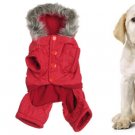 Dog Size XL Plush Hem Hood Warm Winter Clothes Red New