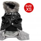 Black Faux Leather Hoodie Coat w Pants Pet Apparel for Puppy Dog XS