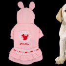 Size XL Pink Red White Cake Dress w Rabbit Design Cap for Dog