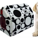 Black and White Round Dot Pattern Pet Puppy Collapsible Puppy House Zippered Shelter