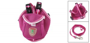 Fuchsia Pet Dog Cat Backpack Bag Harness with Leash Set Size S