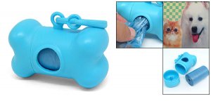 Light Blue Bone Shape Dispenser Box + Pet Doggie Garbage Trash Clean-up Bag