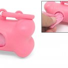 Pink Bone Shape Dispenser Box + Pet Doggie Garbage Trash Clean-up Bag