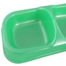 Dog Pet Food Water Double Bowl Plastic Feeding Dish Green