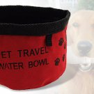 Pet Dog Cat Travel Portable Food Water Folding Bowl Red