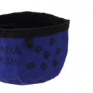 Fashion Portable Flower Pattern Blue Nylon Rag Pet's Dish Bowl