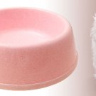 Round Cat Dog Pet Pink Solid Plastic Food Feeder Water Bowl Dish