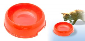 Orange Cat Dog Solid Plastic Food Feeder Dish Pet Water Bowl