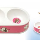 Purple Pink Double Round Pet Cat Dog Food Water Bowl Feeder Dish