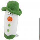 Pet Dog White Green Plush Snowman Bar Squeeze Squeaky Toy