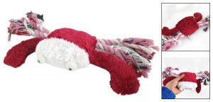 White Dark Red Big Crab Pet Fetch Catch Squeaky Toy