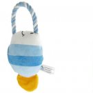 Pet Dog Blue White Plush Tropical Fish Squeaky Toy w Tug Rope
