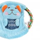 Pet Puppy Blue Plush Animal Accent Knot Rope Frisbee Squeaky Toy