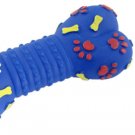 Paw Print Vinyl Rubber Bone-Shaped Squeaky Pet Puppy Toy Blue