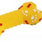 Paw Print Yellow Vinyl Rubber Bone Shaped Squeaky Pet Dog Toy
