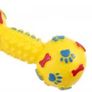 Yellow Dumbbell Shaped Squeaky Playing Toy for Pet Dog