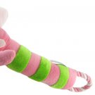 Soft Pink Green Ropped Flannel Plush Squeaky Toy for Pet Dog