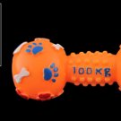Orange Dumbbell Shaped Squeaky Chew Playing Toy for Dog