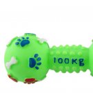 Green Dumbbell Shape Plastic Squeaky Chew Toy for Doggy
