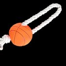 Dog Orange Squeaky Basketball Wht Braided Rope Chew Toy