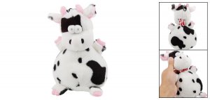 Black Speckle Sponge Stuff Plush Squeaky Cow Toy Doll for Pet Dog