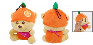 Sponge Stuffing Orange Hat Design Plush Bear Pet Toy Doll for Puppy Dog
