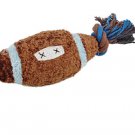 Brown Thick Plush Football W Rope Pet Toy Squeaky Ball for Puppy Dog