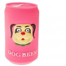 Hot Pink Vinyl Plastic Beer Can Pet Dog Soft Squeaky Chew Toy