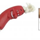 Red Pet Dog Vinyl Sausage Chew Toys with Rope