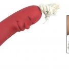 Pet Dog Chew Red Toys Vinyl Sausage with Rope