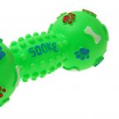 Green Dumbbell Pattern Vinyl Pet Dog Cat Squeak Squeaky Toy
