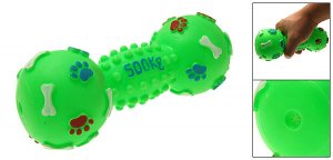 Green Dumbbell Pattern Vinyl Pet Dog Cat Squeak Squeaky Toy