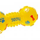 Yellow Vinyl Pet Dog Cat Squeak Squeaky Toy with Dumbbell Pattern