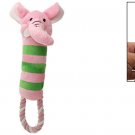 Dog Puppy Pet Toy Plush Loofa Squeaky Elephant with Tug Rope 11"