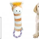Plush Dog Puppy Pet Toy Loofa Squeaky Animal Pattern w/ Tug Rope