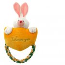 Puppy Plush Squeaker Toy Squeaky Rabbit w/ Tug Rope for Pet Dog