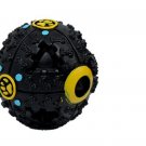 Black Hard Plastic Ball Pattern Dog Pet Puppy Doggle Chew Toy w/ Quack Sound