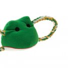 Plush Frog Pattern Squeaky Squeaker Toy w/ Tug Rope for Pet Dog