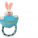 Pet Dog Puppy Plush Rabbit Pattern Squeaky Squeaker Toy with Tug Rope