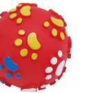 Vinyl Squeak Ball Pet Dog Cat Squeaky Toy with Paws Printed Red